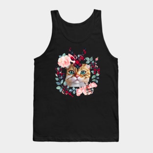 Reindeer Wreath Xmas Cat Tank Top